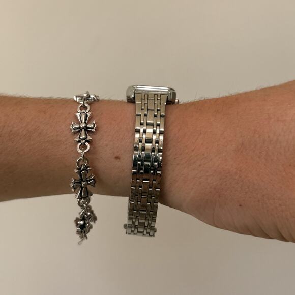 Silver Watch green Face Unisex Minimalist 1.5" Diameter Quartz New - Picture 4 of 7